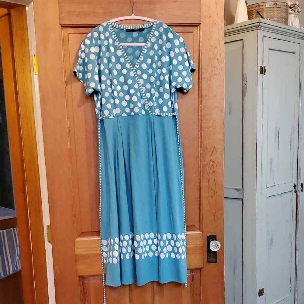 Polka Dot Maxi Dress - Blue and White